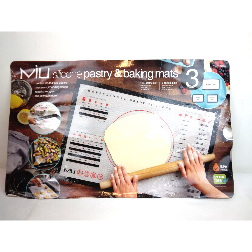 MIU Silicone Non-Stick Professional Pastry and Baking Mat 3 Piece Set